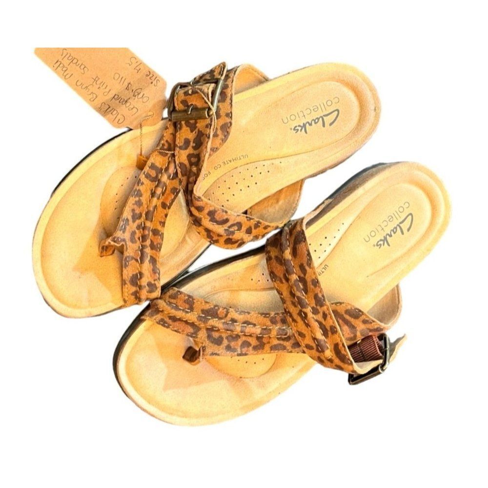 Clark's Brynn Madi Leopard Print Sandals Size 7.5